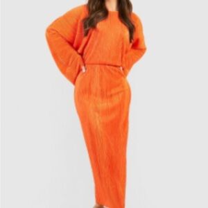 Orange boohoo crepe dress